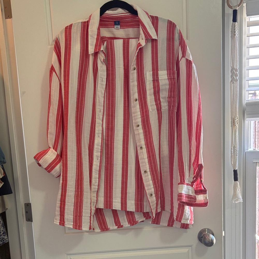 Red & White Striped linen set